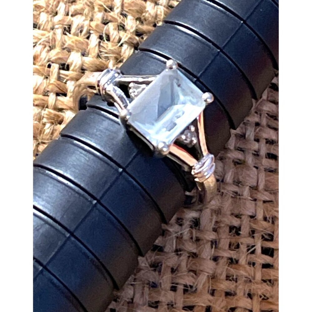 14k white Gold Aquamarine and Diamond Ring Signed Stunning Gift! Please Read - Picture 7 of 13